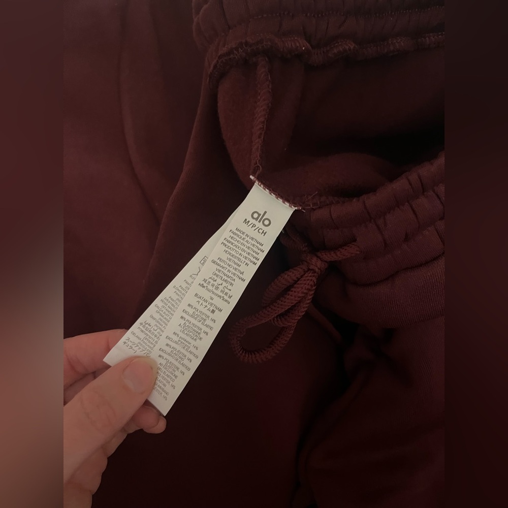 NWT Alo Accolade Set Crewneck Sweatshirt and Straight Leg Sweatpants Burgundy - Picture 7 of 12
